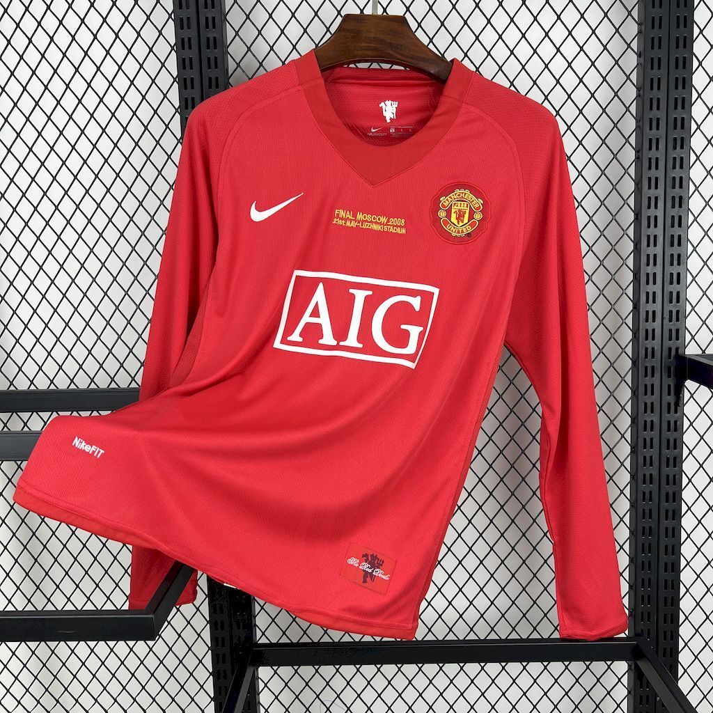 Camiseta Retro Manchester United Local Manga Larga 2007/2008
