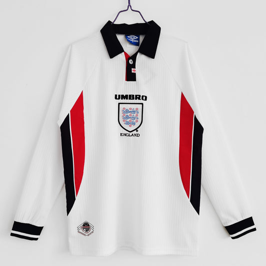 Camiseta Retro Inglaterra 1998 Local Manga Larga